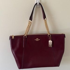 Coach Pebbled Leather Ava Chain Tote